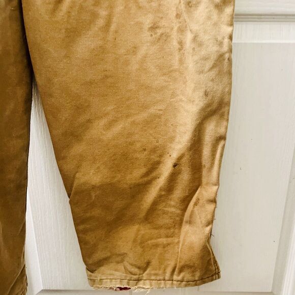 Vtg Carhartt R02 BRN 44 X 30 Bib Overalls USA Double Knee Duck Canvas Quilted - Picture 7 of 14